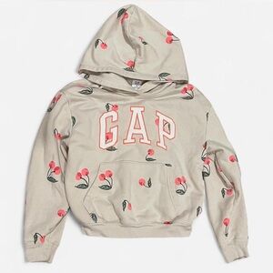 GAP Kids Cream Hoodie with Pink Cherry Print
